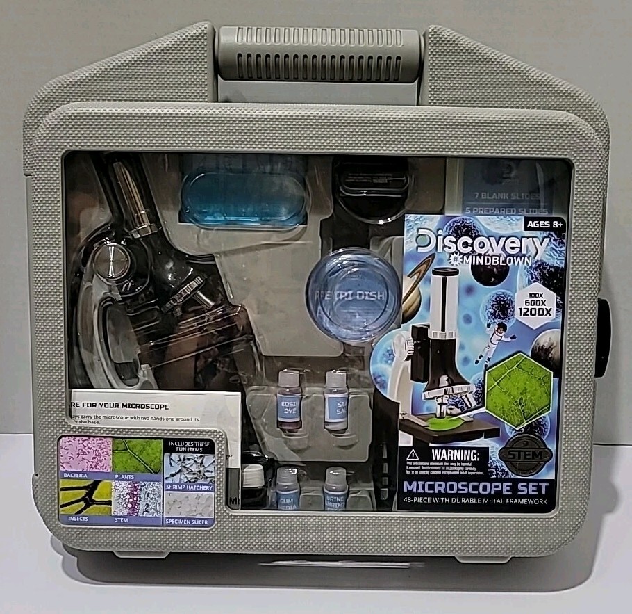 Educational Kids Discovery Mindblown Microscope Set/Case 48pc Stem 1200X Science