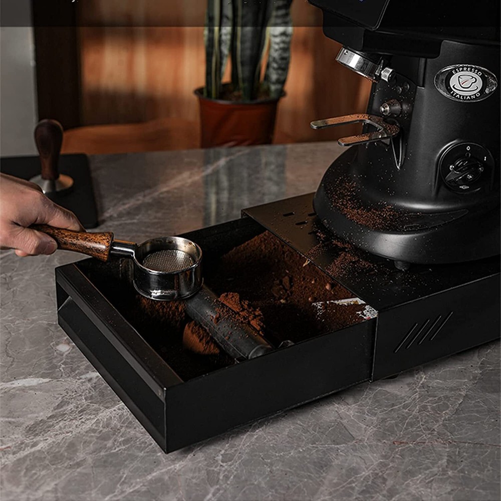 Coffee Machine Grounds Knock Box Drawer Style Espresso Residue Container Black