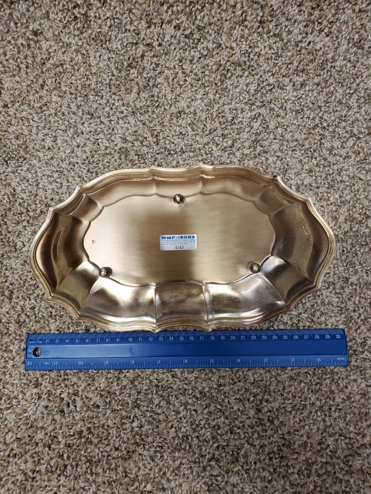 Vintage WMF-IKORA Brushed Silver Plate Footed oval Serving Tray