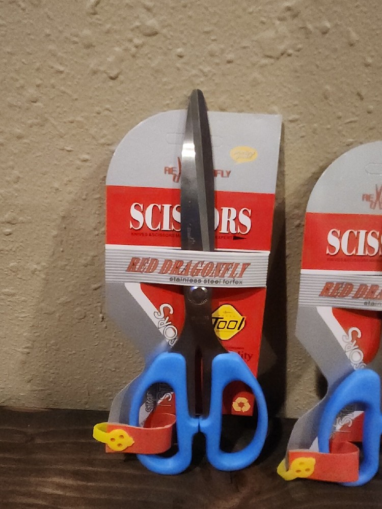 Set Of 4 Red Dragonfly Practical Goods Scissors. Item #83