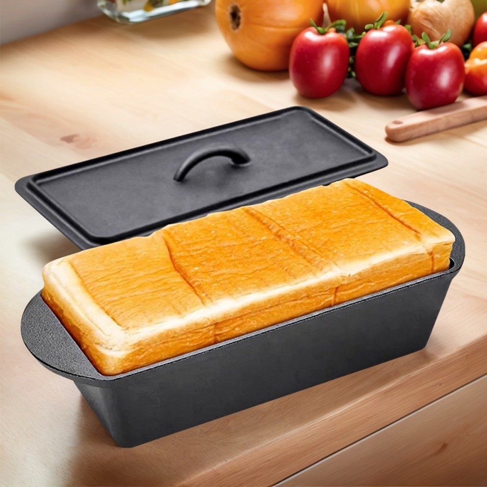 Cast Iron Pan with Lid Bread Square Square Toast for Home Bread Baking