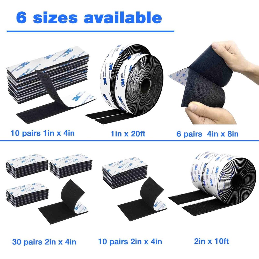 Hook and Loop Tape 1in x 20ft, Slef Adhesive Interlocking Strip, Mounting Tap...