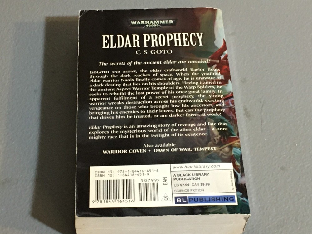 BOOK WARHAMMER ELDAR PROPHECY C.S. GOTO PAPERBACK USED