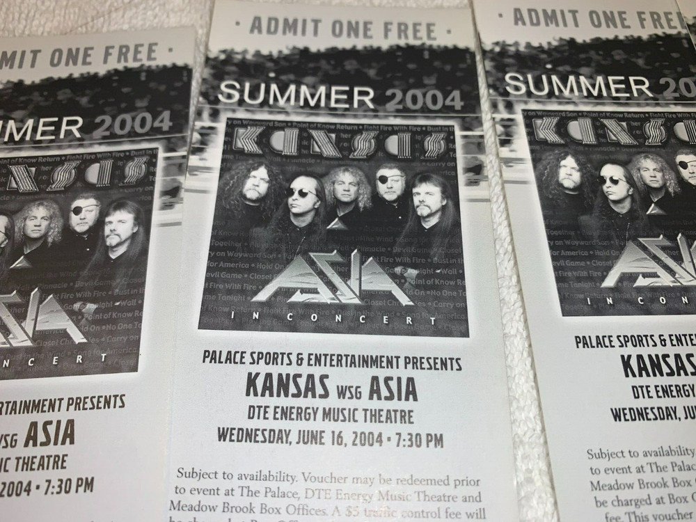 ASIA and KANSAS 20 UNUSED TICKET VOUCHER LOT DTE MUSIC THEATRE PINE KNOB USA
