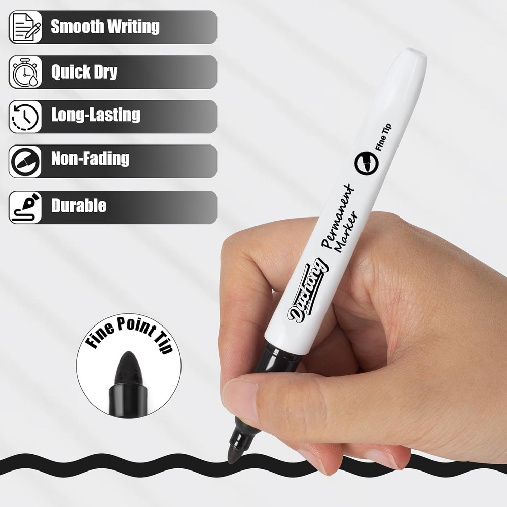 Black Permanent Markers, 30 Count Permanent Markers Bulk, Quick Drying Marker, W
