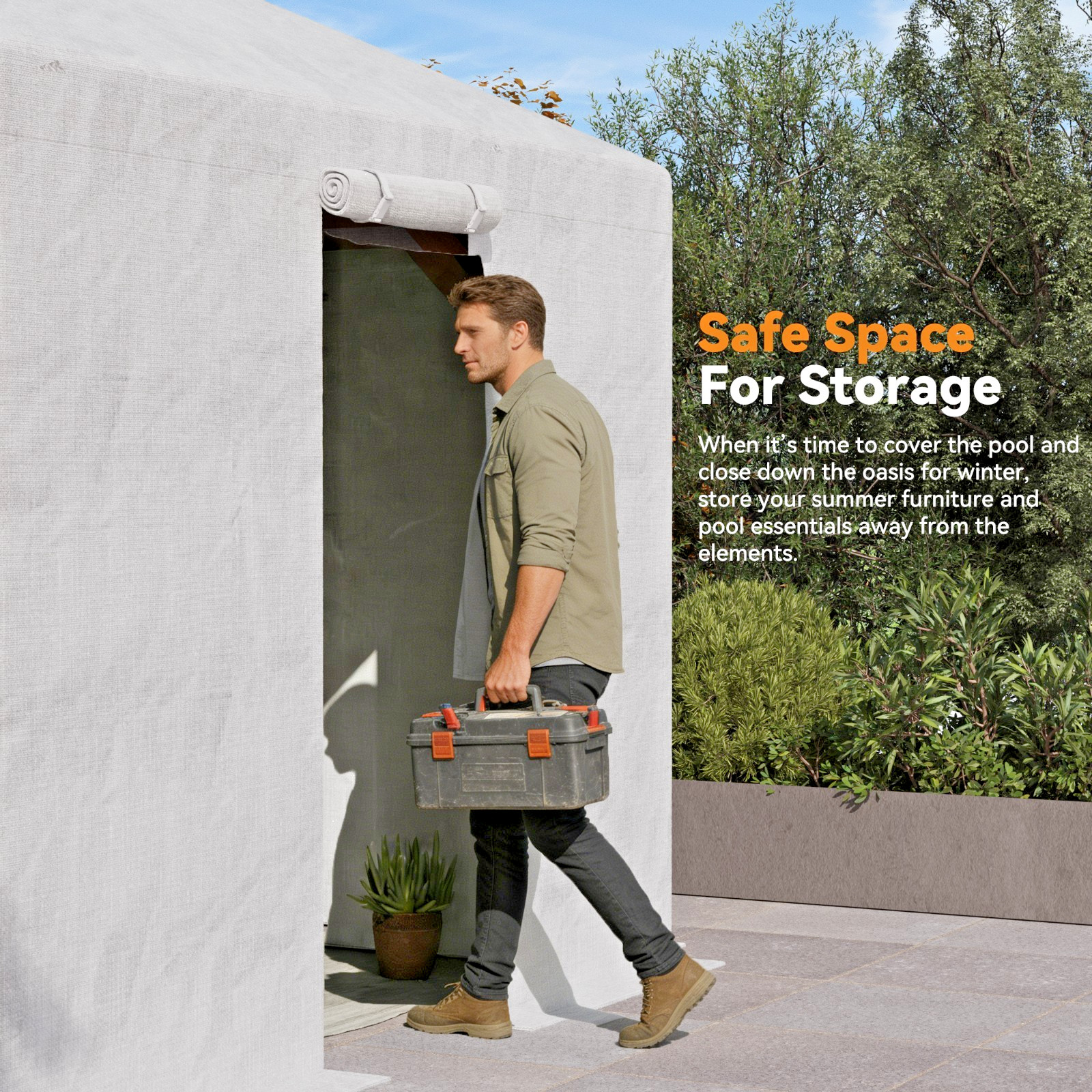 Universal Winter Gazebo Cover with Sidewalls Mesh Windows White