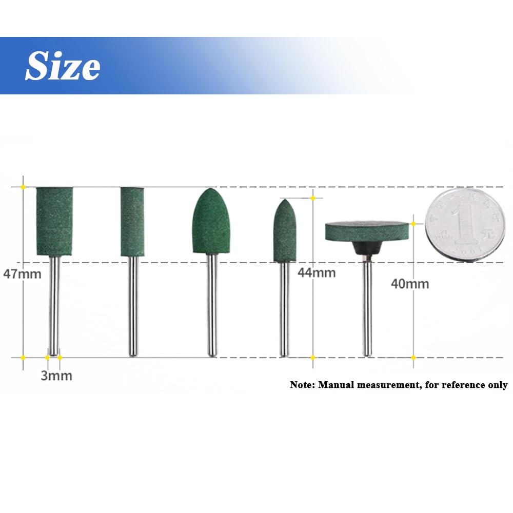 Eyech 39 Pcs Rubber Polishing Drill Bits,Green Buffer Abrasive Bits Green