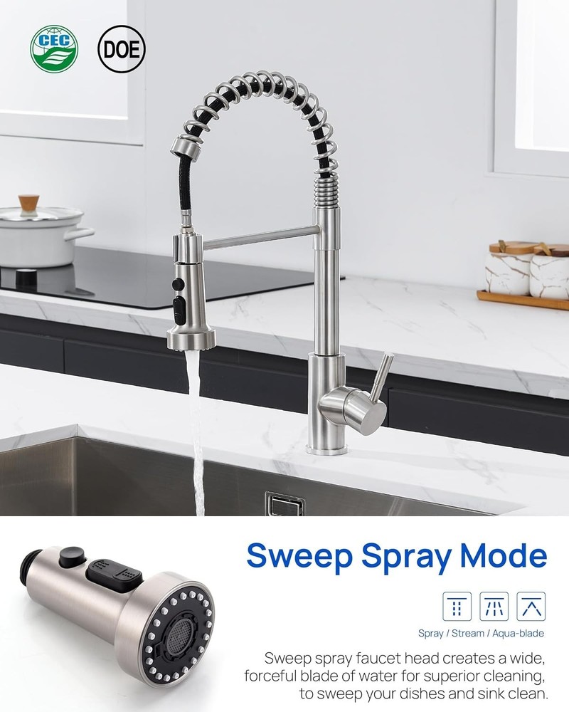 J-HVA Pull Down Kitchen Faucet Sprayer Head Replacement Part, 3 Function Pull Ou