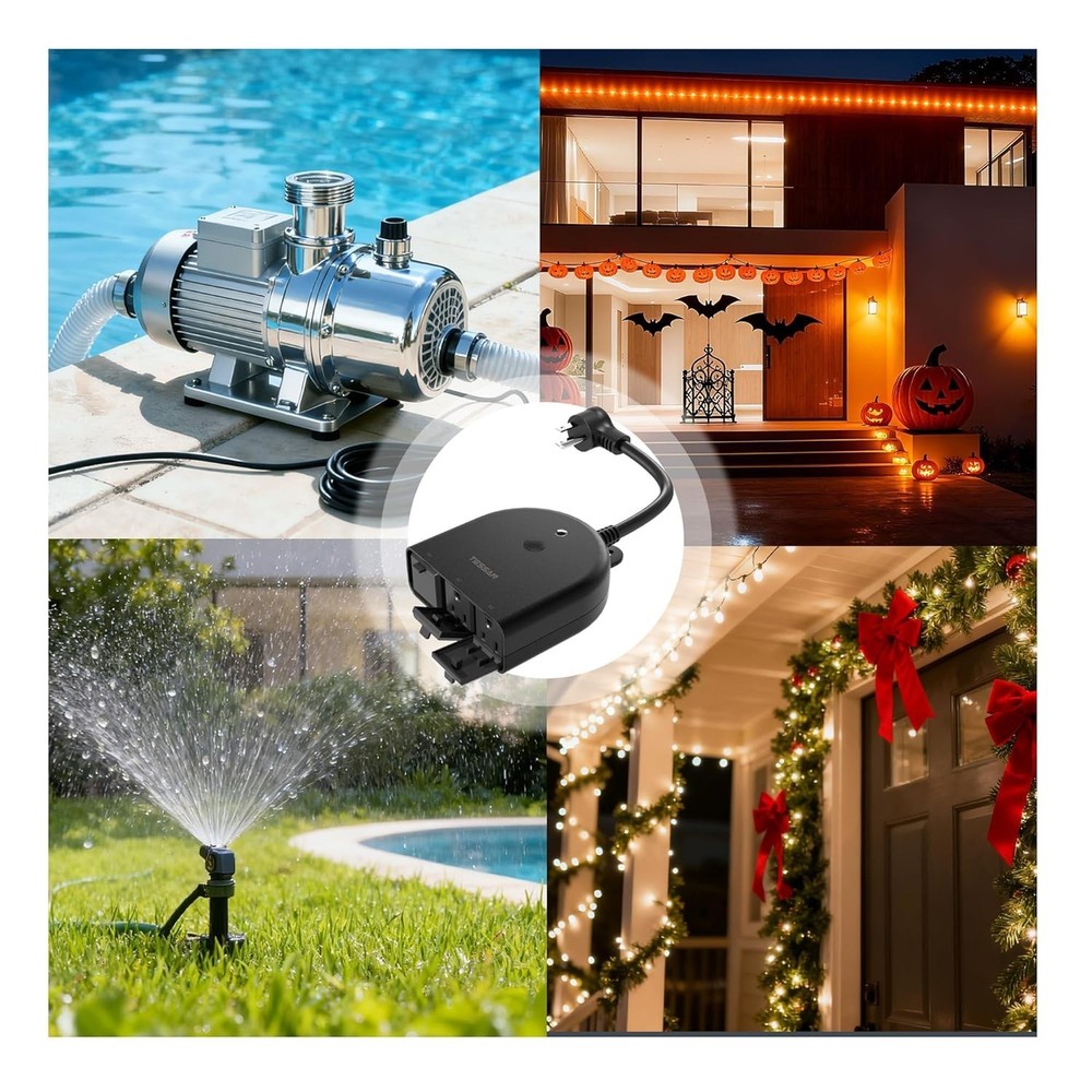 Outdoor Smart Outlet with Timer Function - 15A Waterproof Design for Smart Homes