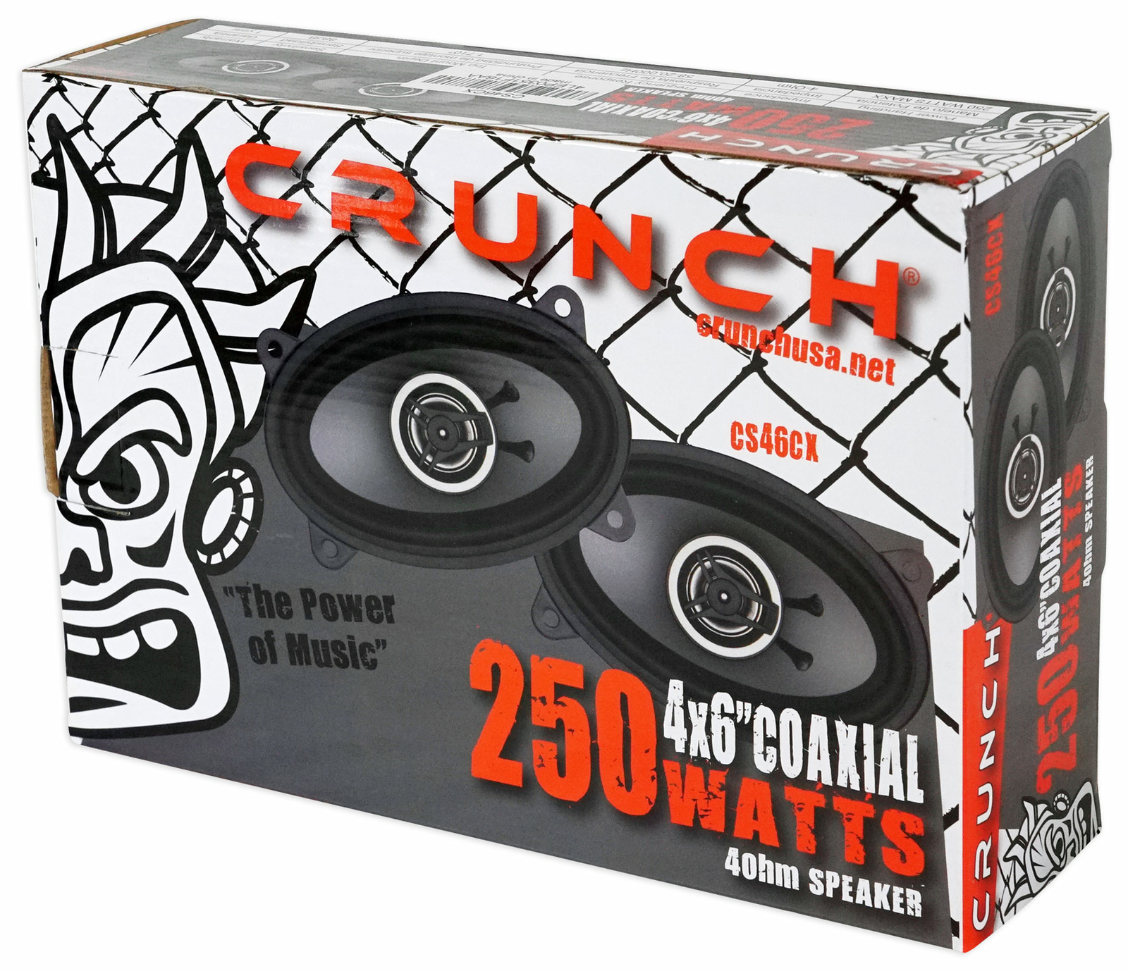 Pair Crunch CS46CX 250 Watt 4 x 6" 2-Way Coaxial Car Audio Speakers