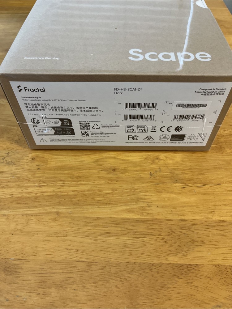 Fractal Design Scape Dark Wireless Gaming Headset – Bluetooth/USB, 40h Battery