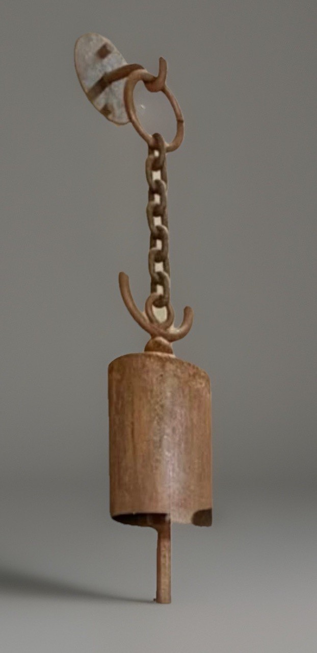 Vintage TOM TORRENS MCM Modern Cylindrical Iron Hanging Garden Bell Chime 36”