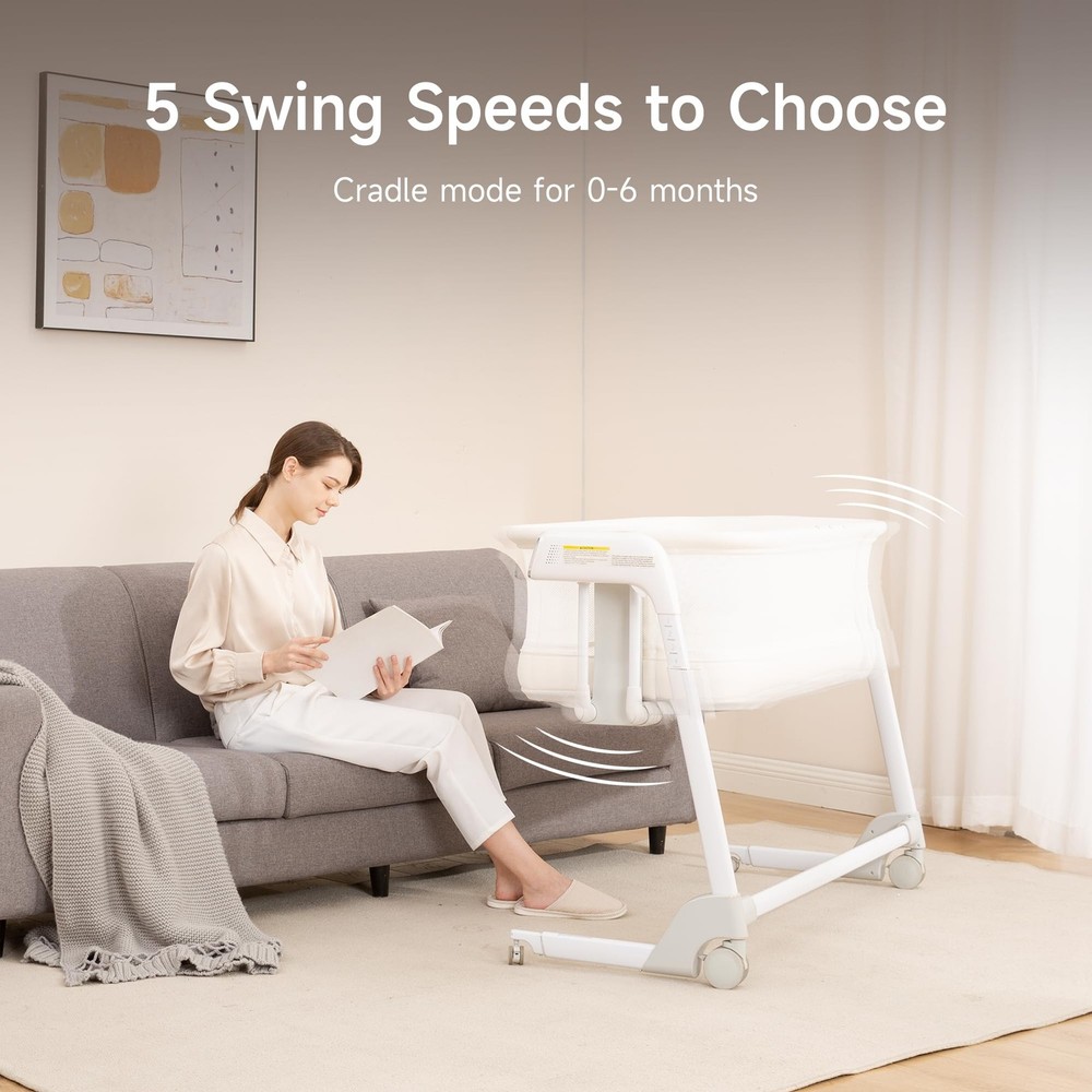 Crib Smart Bassinet Automatic Cry Detection 7 Height Adjustable Maydolly Baby