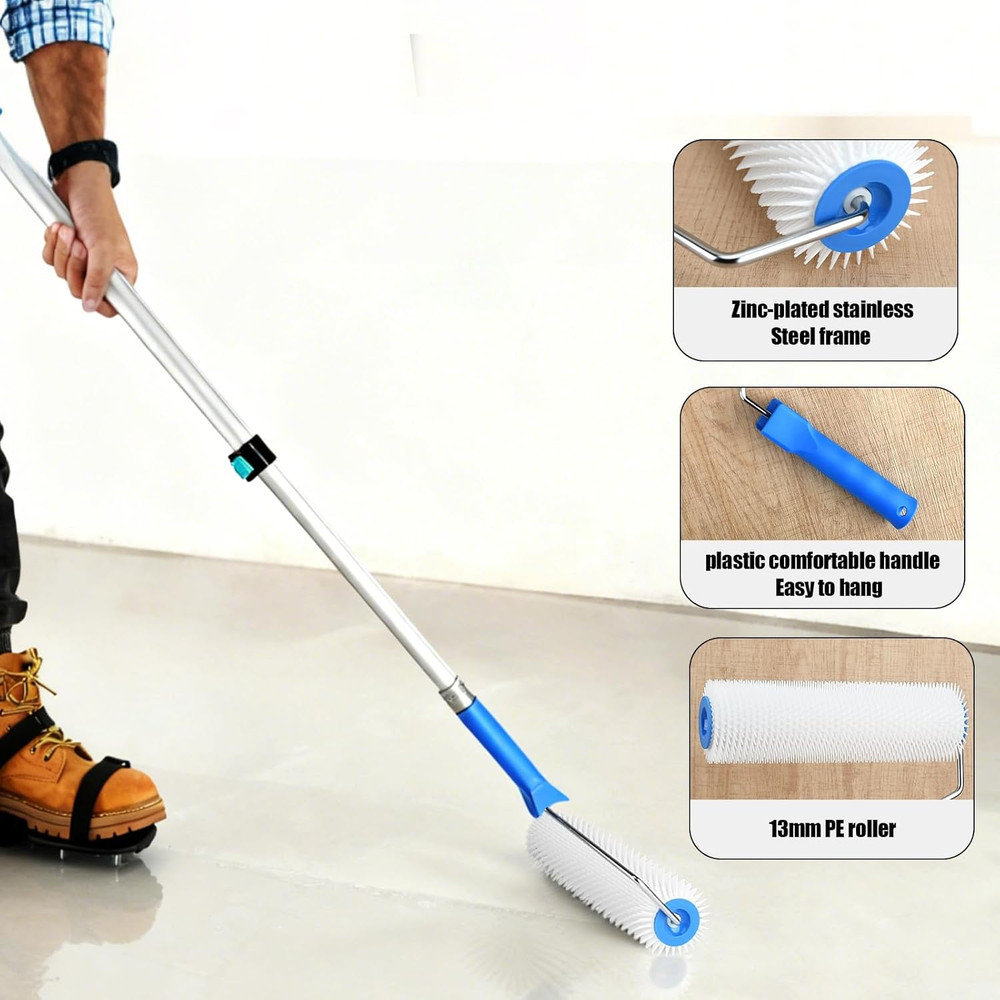 Self Leveling Cement Tool Kit,Professional Epoxy Floor Kit Tools with Spiked Rol