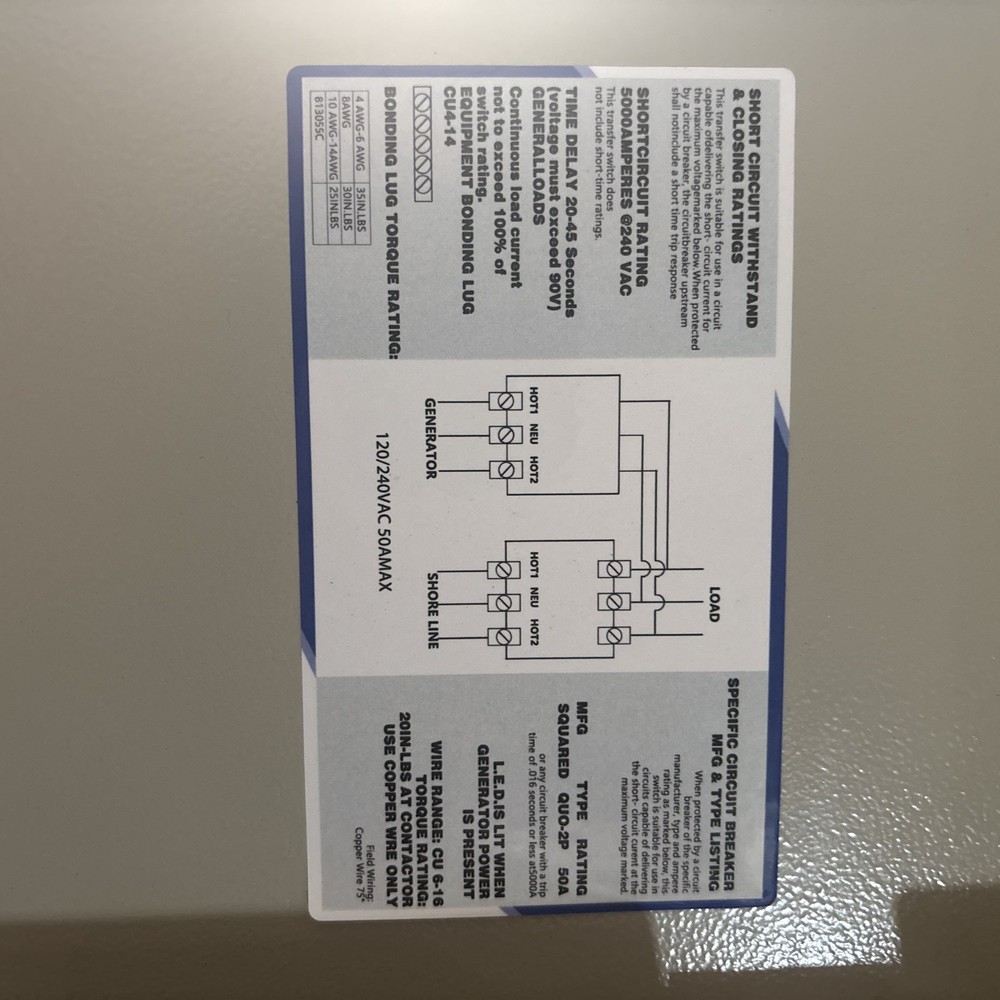 Lytesolar 50A Automatic Transfer Relay Switch