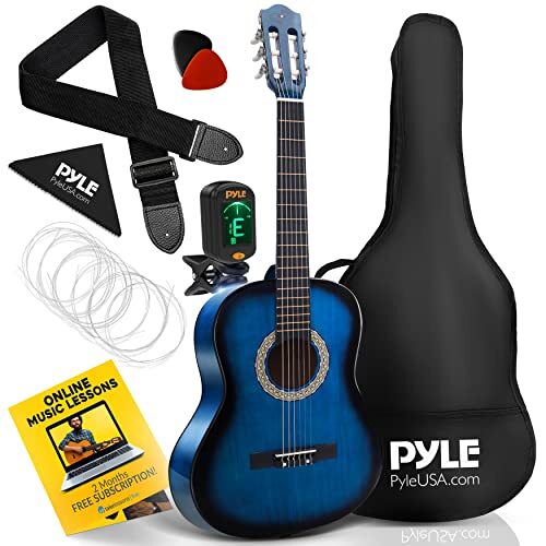Pyle PGACLS82BLU Beginner 36” Classical Acoustic Guitar - 3/4 Junior Size