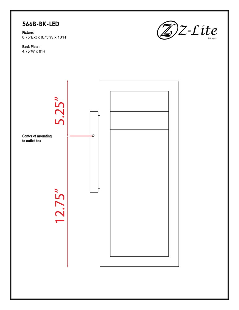 Z-Lite Luttrel LED Outdoor Wall Light, Black