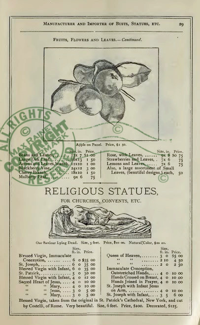 R Castelvecchi (1878) Samples CATALOG Antique Plaster Statue Busts Architects