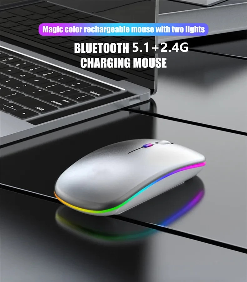 Wireless Mouse Rechargeable Silent LED Backlit Mice PC Laptop Computer Mous 2.4G