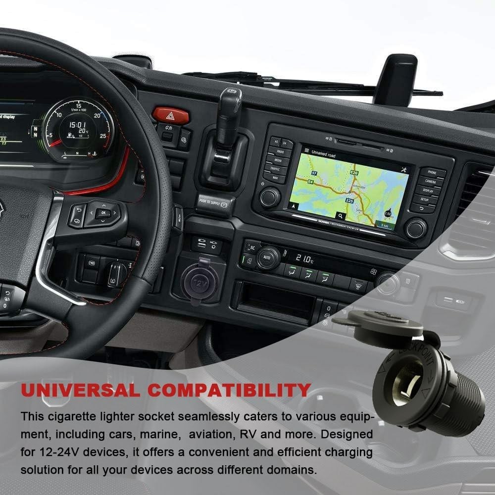 20A Waterproof 12V Cigarette Lighter Socket for Reliable Vehicle Charging