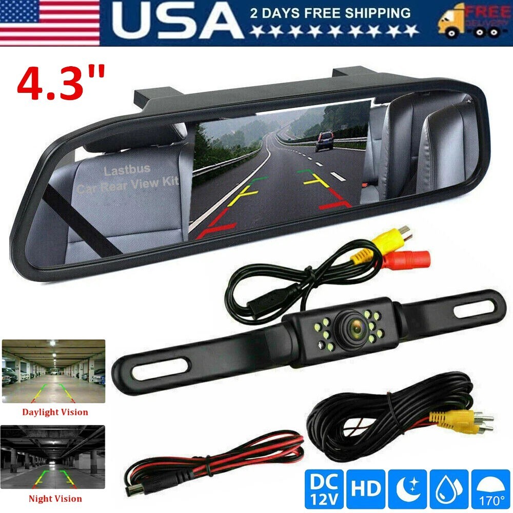 4.3" - Backup Camera Mirror Car Rear View Reverse Night Vision Parking System