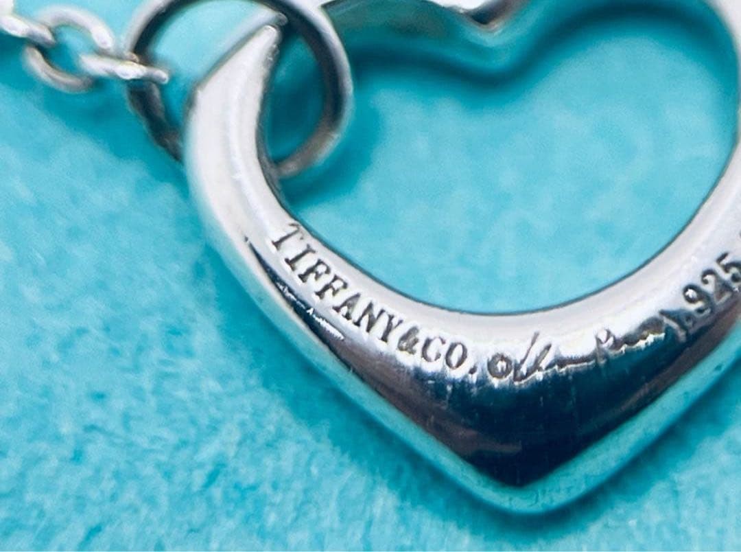 h518 Excellent condition Tiffany & Co. Open Heart Drop Hook Earrings 925