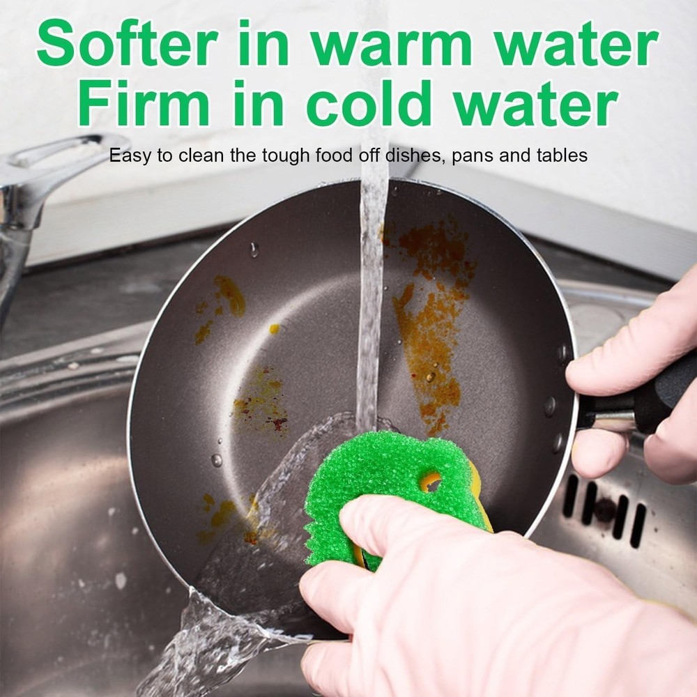 5 Pack Frog Dual-Sided Multi-Functional Scrub Sponge, Dual-Sided Temperature ...