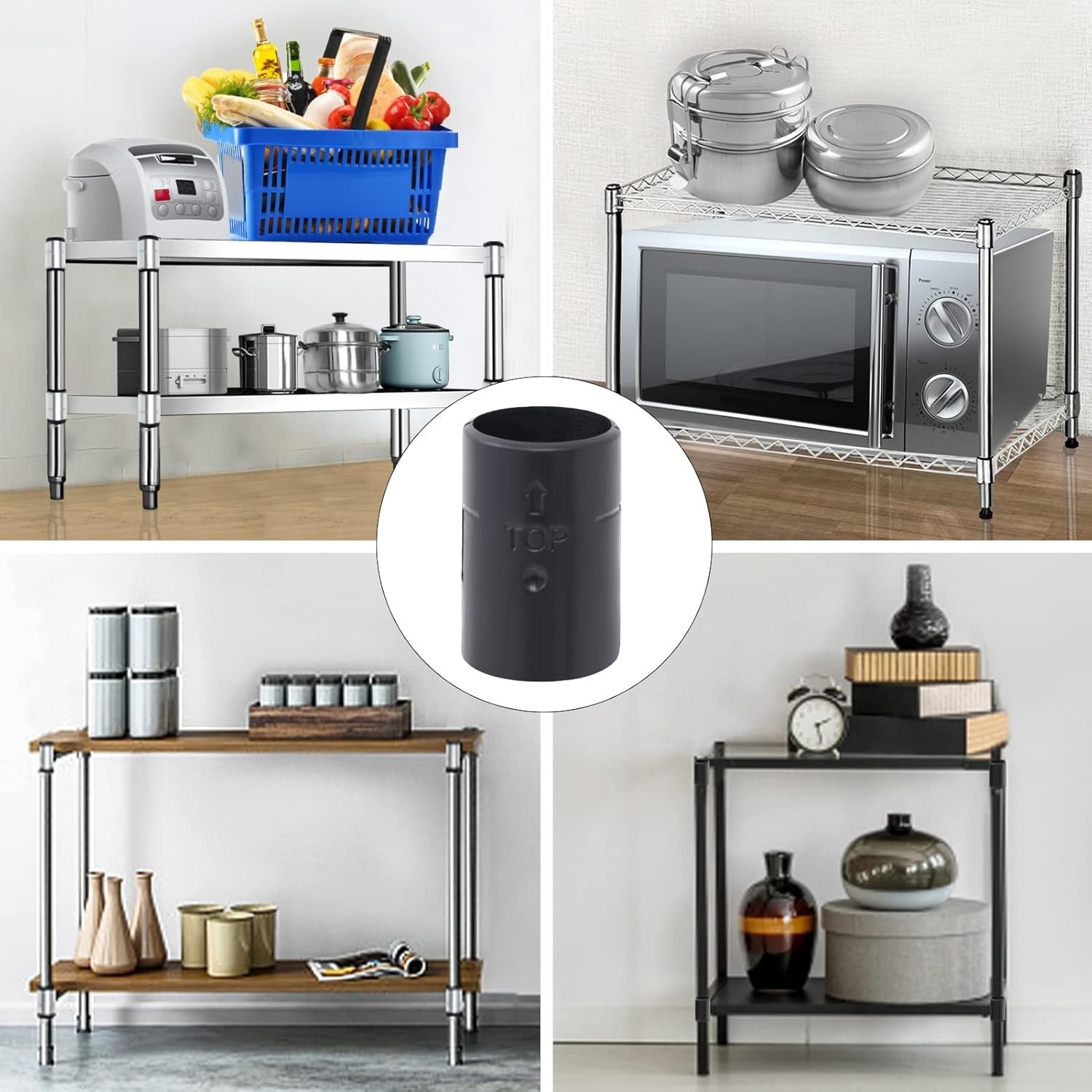 8 Pcs Shelf Lock Clips for 1" Posts - Durable Black Wire Shelving Replacements