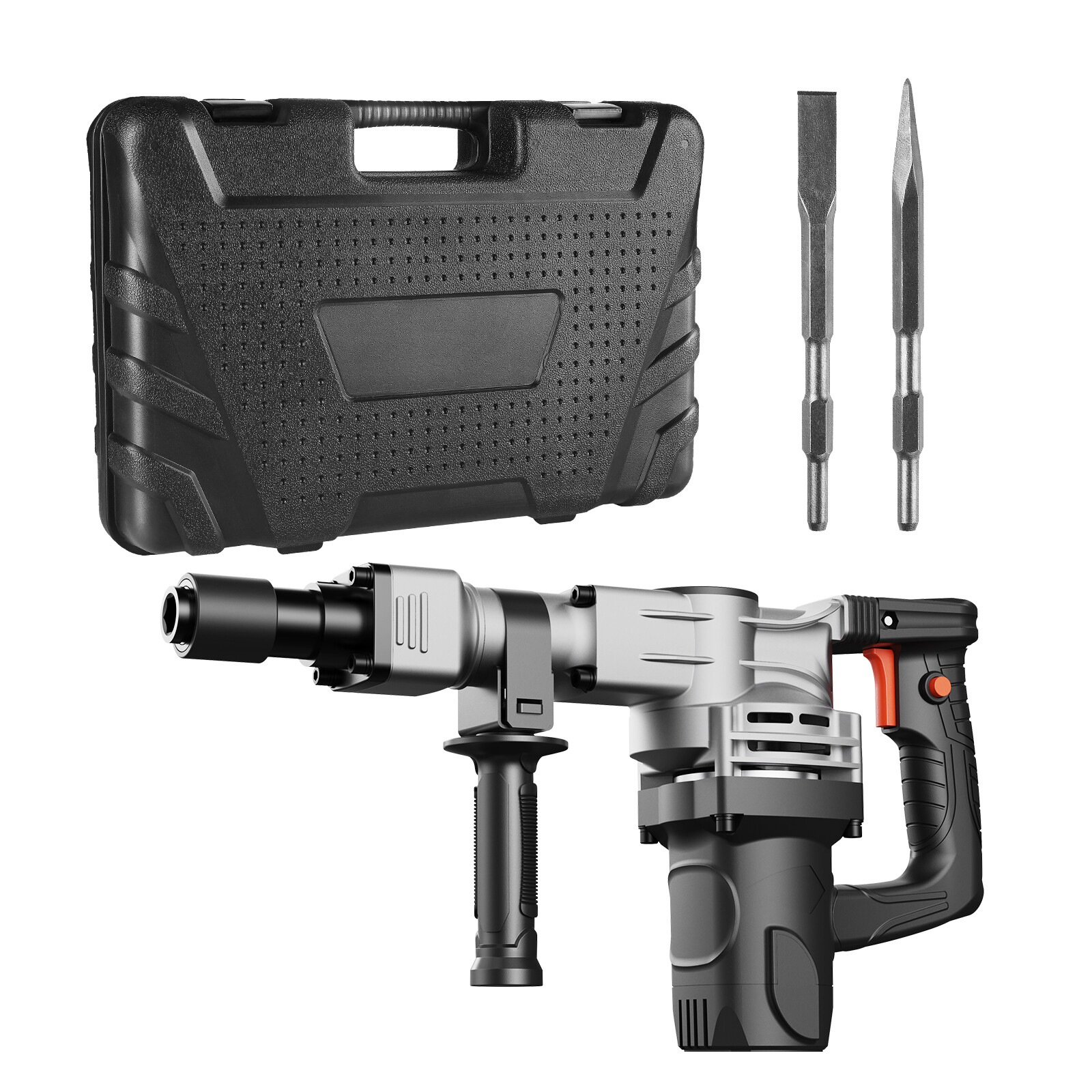 VEVOR Demolition Jack Hammer Concrete Breaker 1400W Hammer 2 Chisel Bit Black