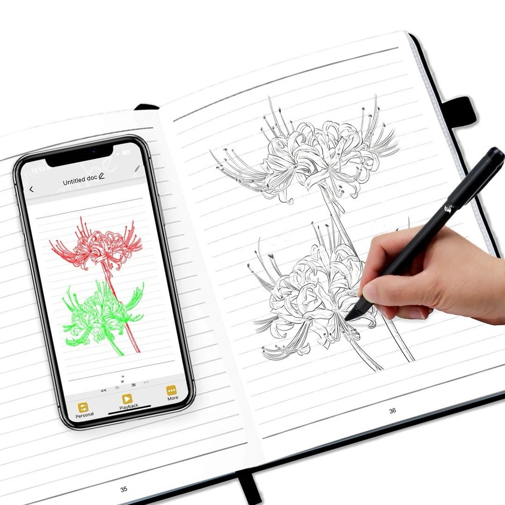 Angetube Smart Pen + Notebook Real-Time Sync For Notes & Drawing Black NIB