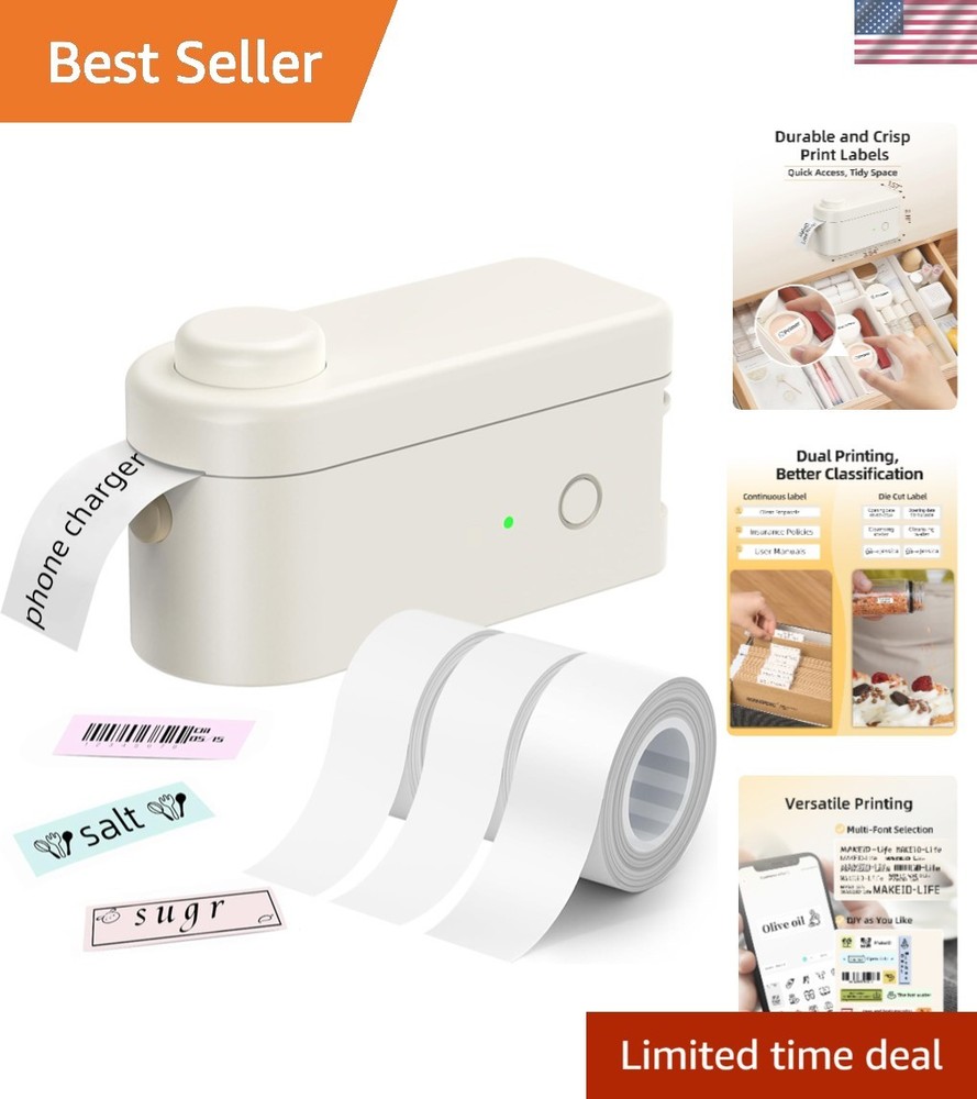 Mini Bluetooth Labeler for Easy Organization - Sharp Prints with Built-in Cutter