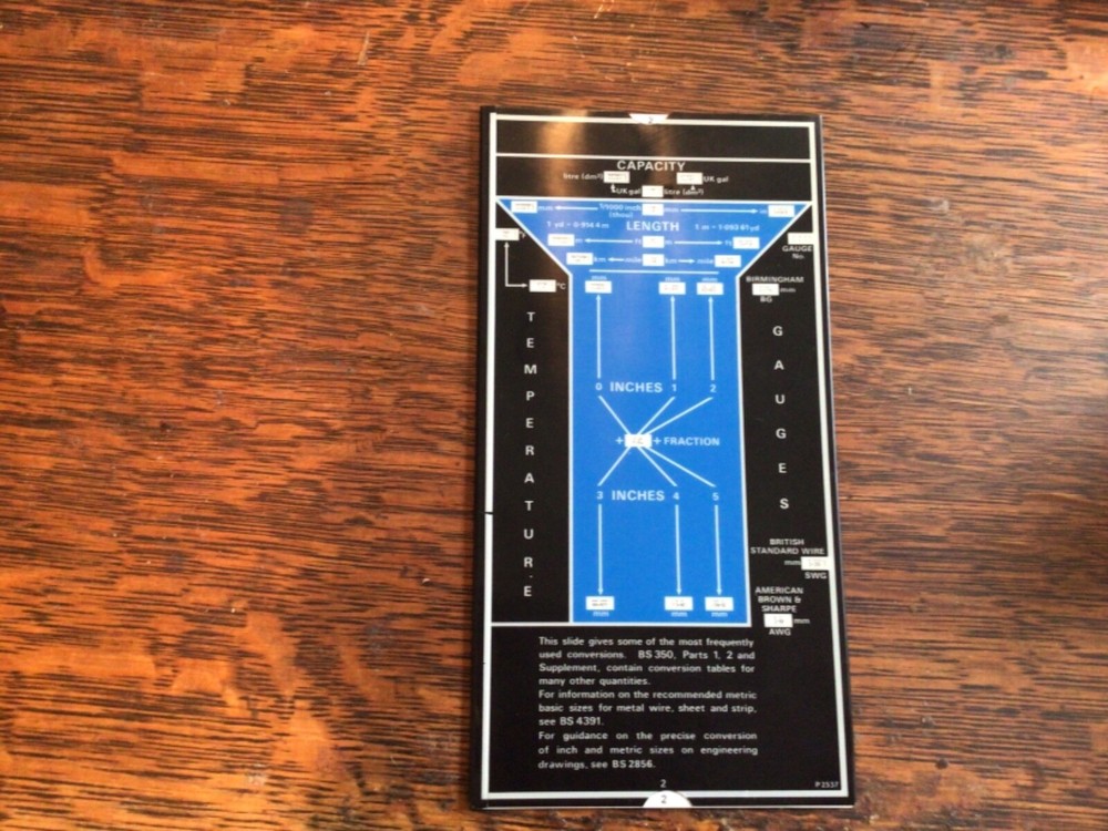 BSI Conversion Slide British Standards Institution In Case With Instructions