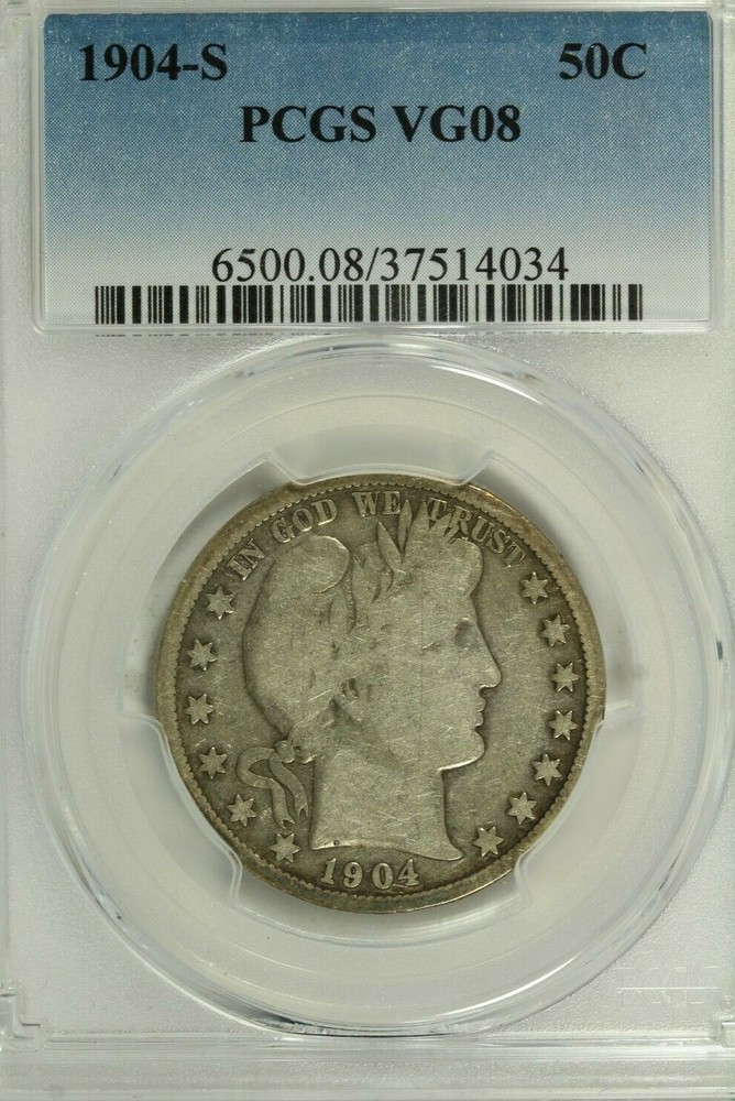 1904-S Barber Half Dollar : PCGS VG08