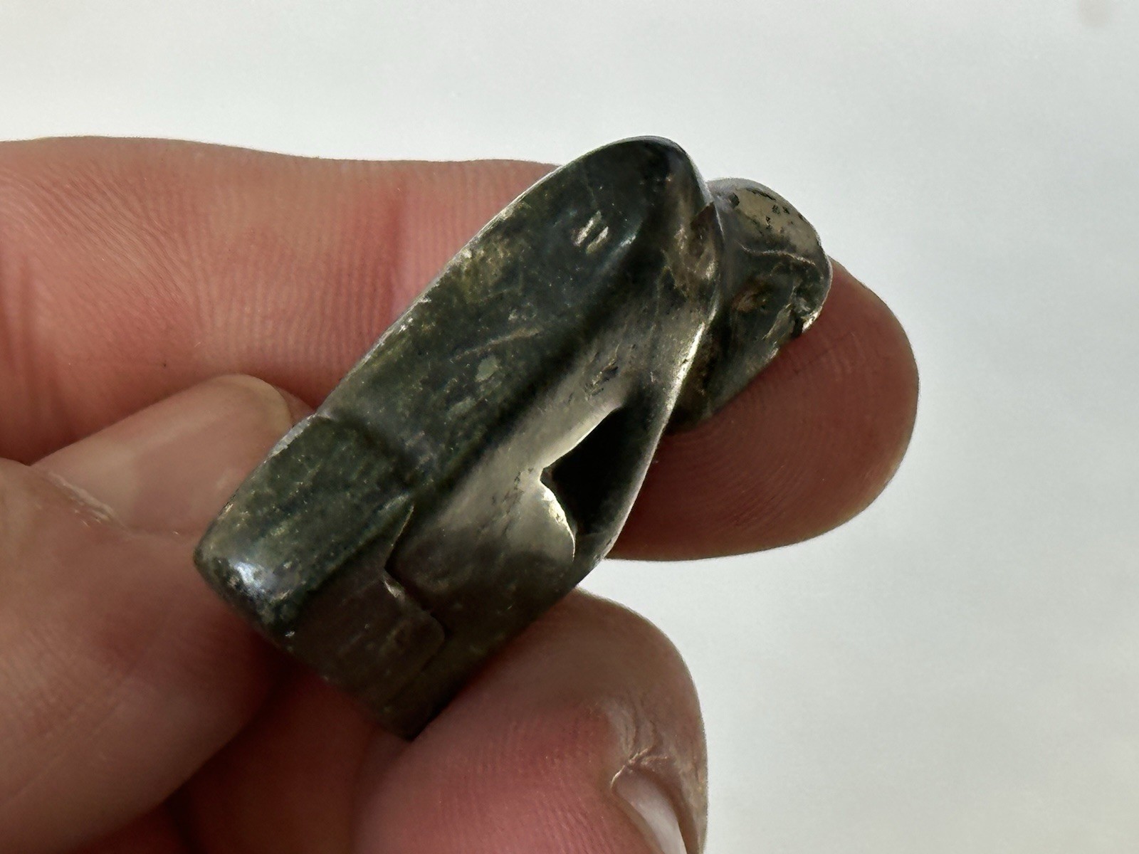 INCREDIBLE PRECOLUMBIAN HUMAN EFFIGY OLMEC JADE STATUE FIGURINE IDOL TOTEM, COA