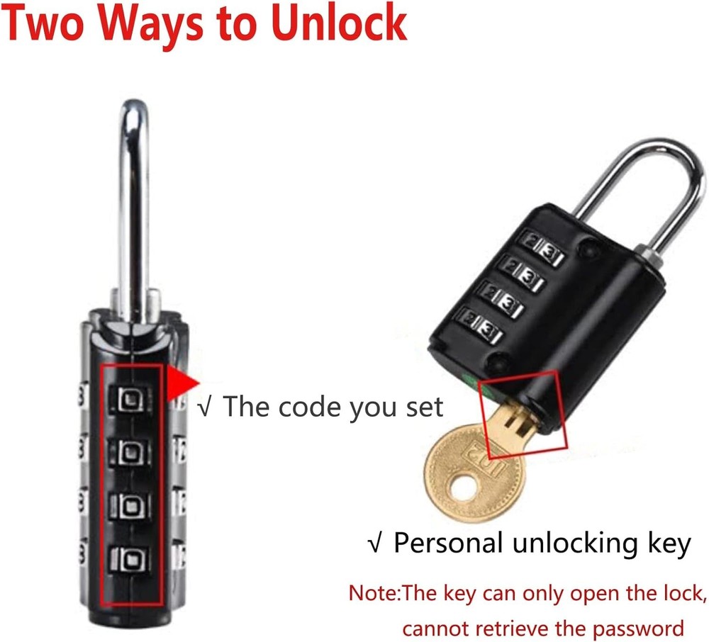 2-Pack Waterproof 4-Digit Combination Padlock - Secure & Reliable Locking System