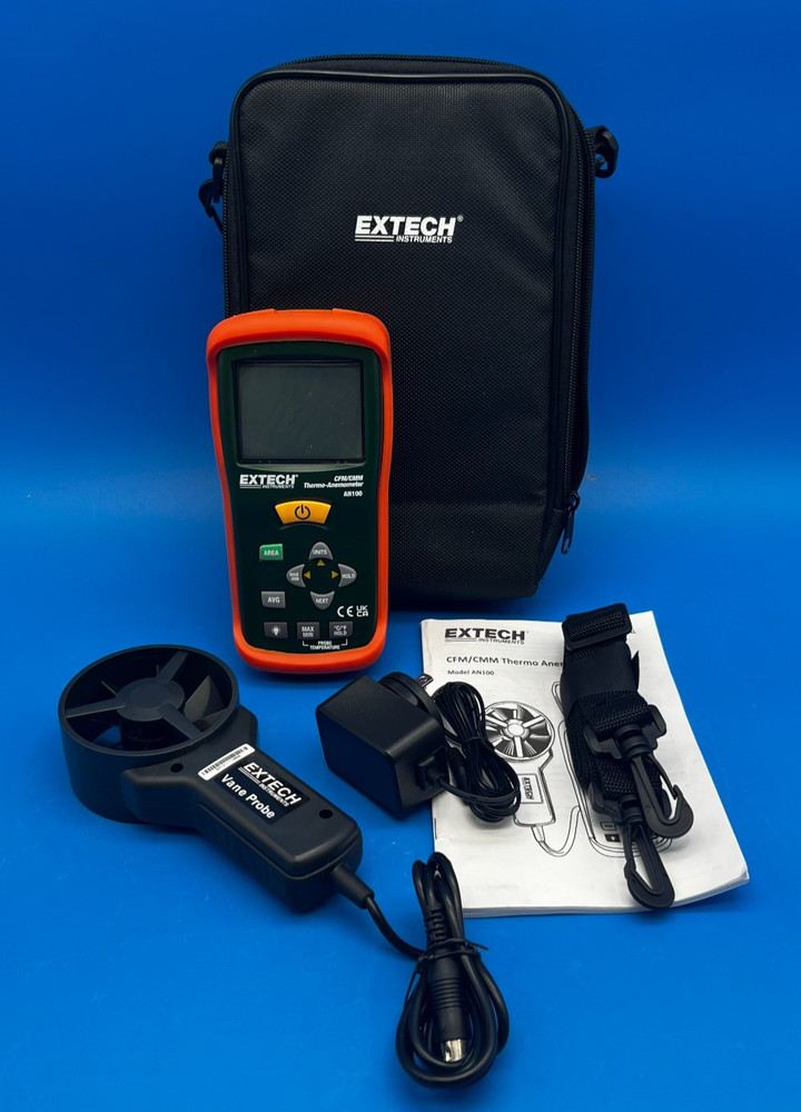 Extech Instruments CFM/CMM AN100 Thermo-Anemometer With Vane Probe