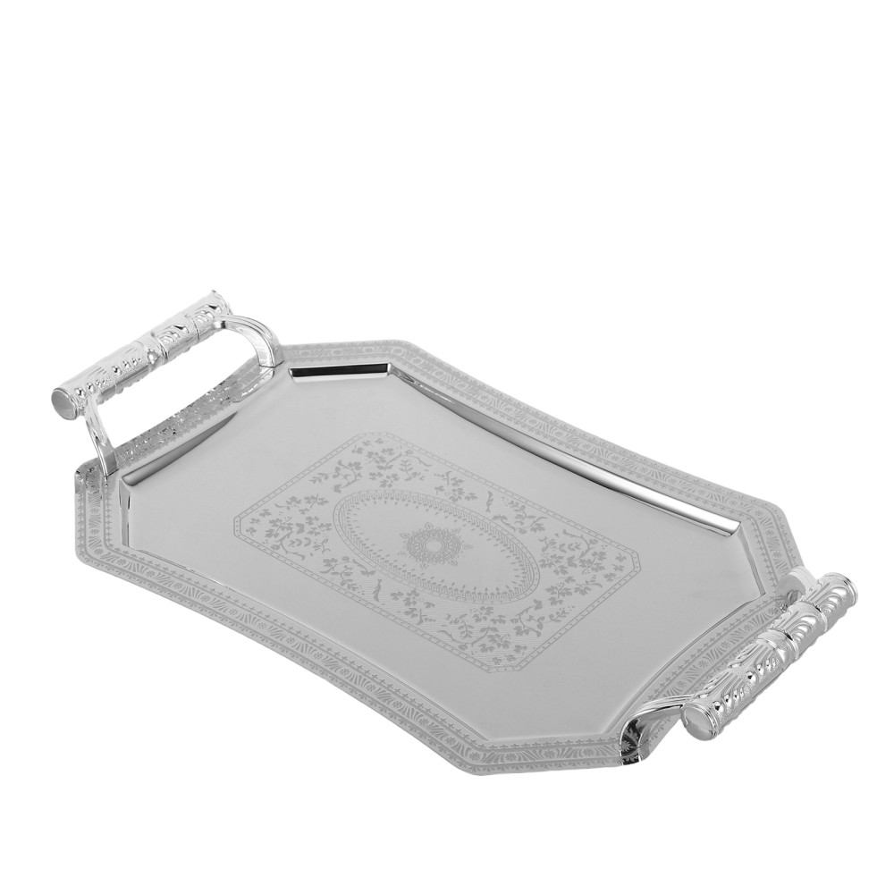 European Stainless Steel Tray Rectangle Coffee Serving with Handles