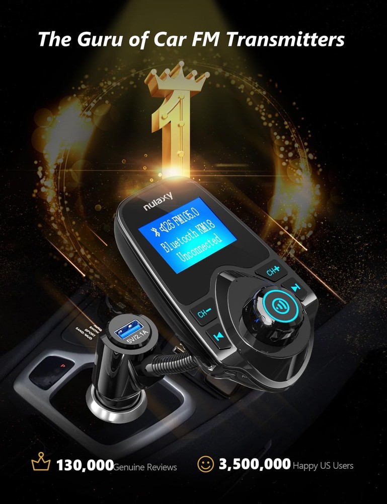 Nulaxy KM18 5.4 Bluetooth Car Adapter with 1.44" Clear Display & Black
