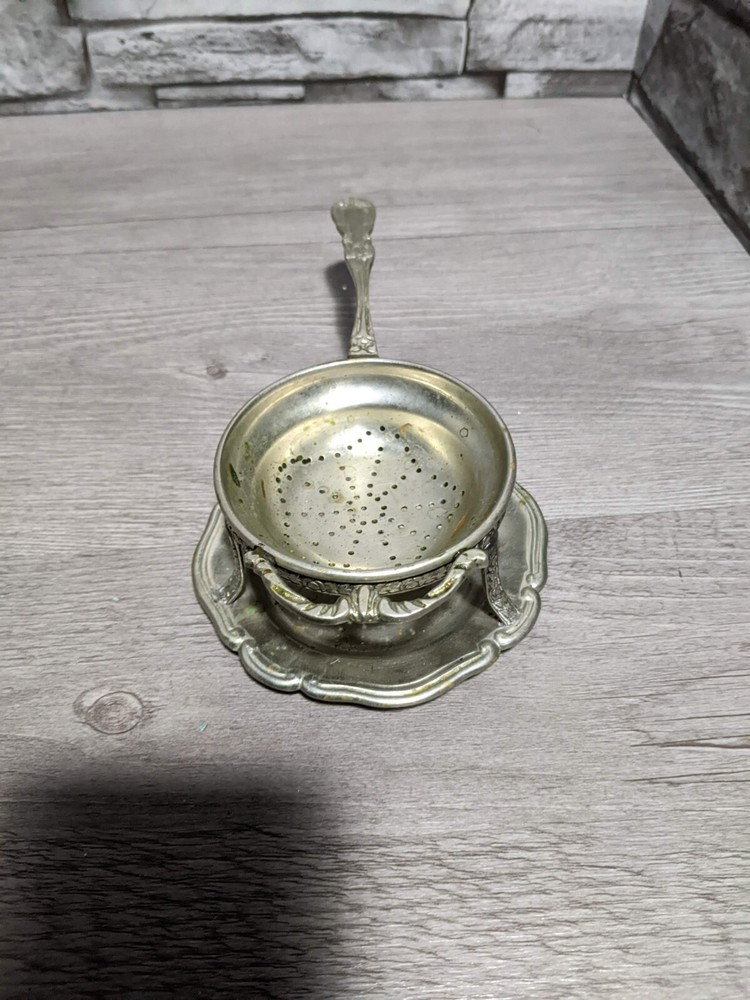 Vintage JDB Silverplate Tea Strainer Ornate Silver Plate Tea Set Accessory