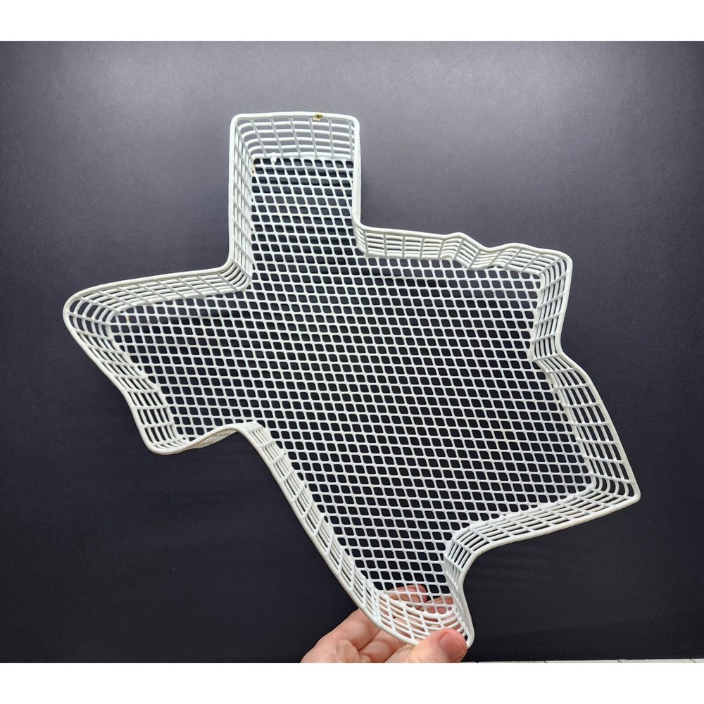 Metal Wire Basket White Texas State Shaped Storage Bread Fruit Wall Display