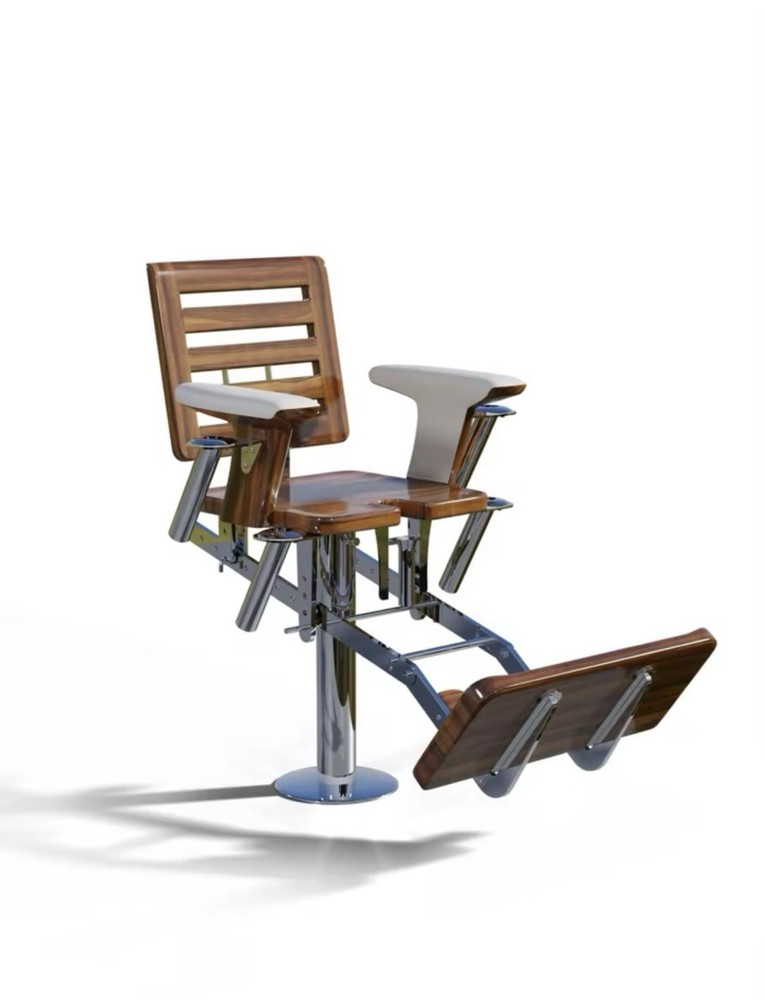 Custom Offshore Marlin Fighting Chair - Teak With Removable Cushion