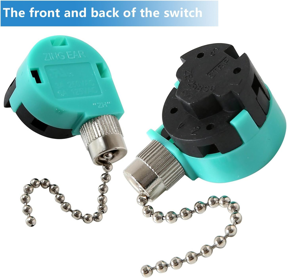 Ceiling Fan Switch, 4 Wire Zing Ear ZE-268S6 Pull Chain Switch Replacement 3 Spe