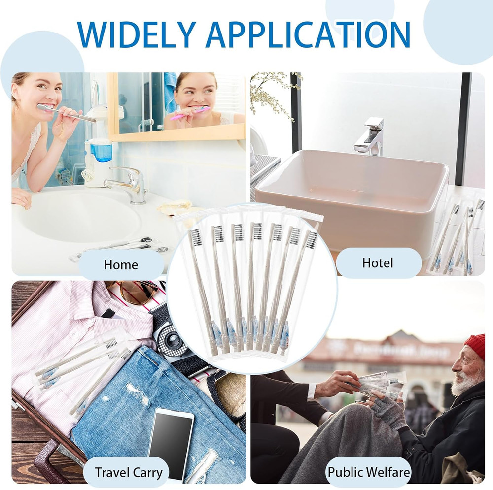 100 Sets Disposable Toothbrushes with Toothpaste Bulk Individually...