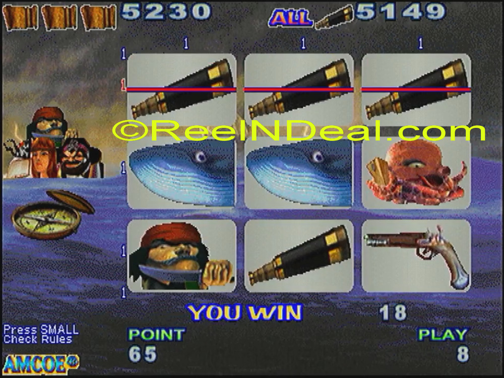 Amcoe Devil Island Cherry Master 8-Liner Slot Machine Optional Skill Spin & Hold