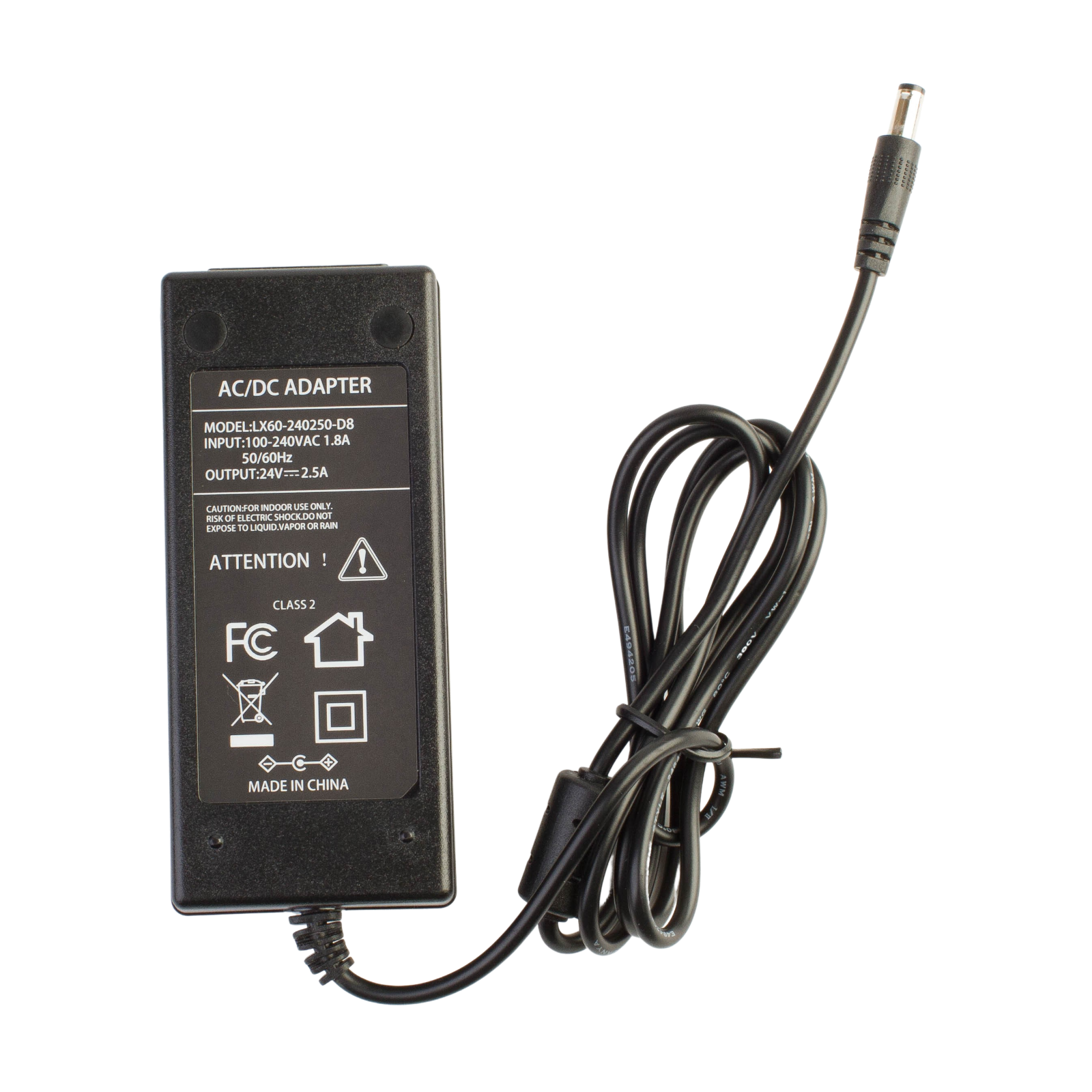24v 2.5A Power Supply Adapter 60w AC 100 to DC 24v 5.5 x 2.1mm plug