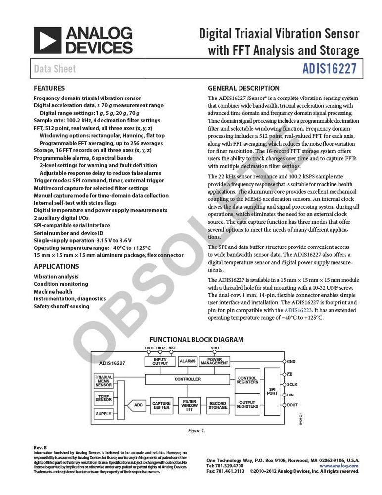 ANALOG DEVICES ADIS16227-CMLZ ACCELERATION SENSOR