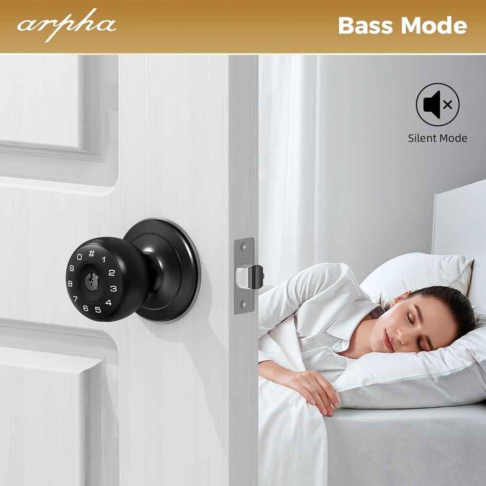 ARPHA Keypad Door Knob 50 Code Keyless Entry Anti-Peeping Password Handle