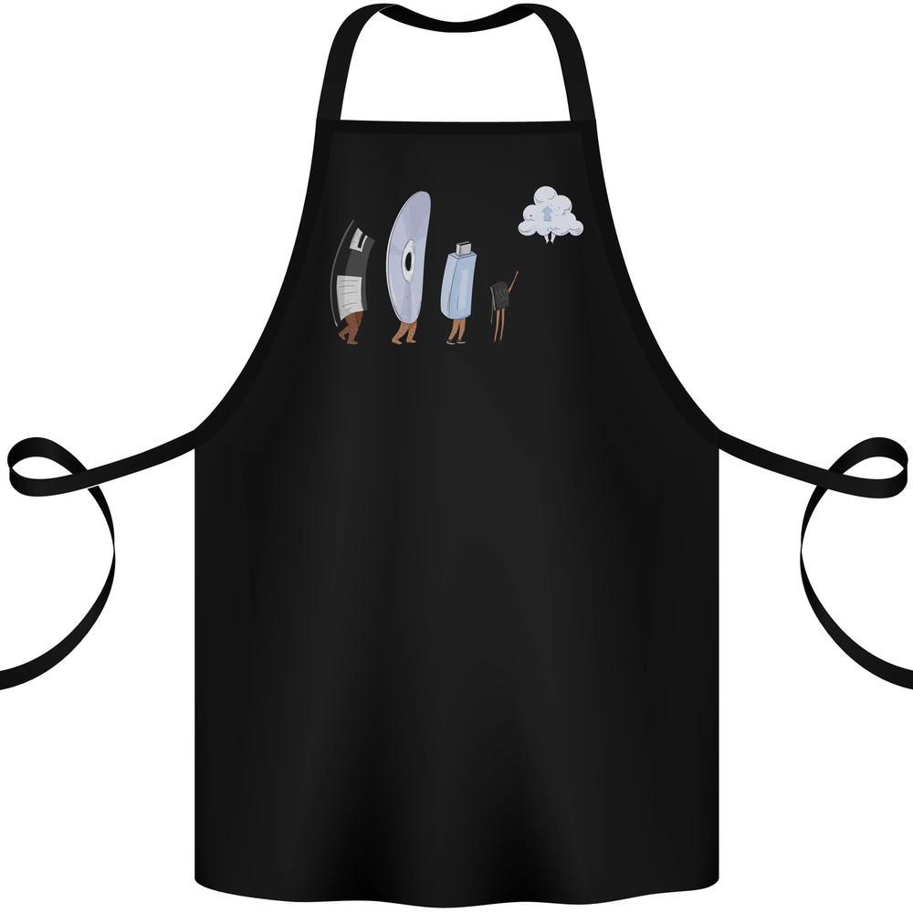 Funny Storage Evolution IT Retro PC Device Cotton Apron 100% Organic