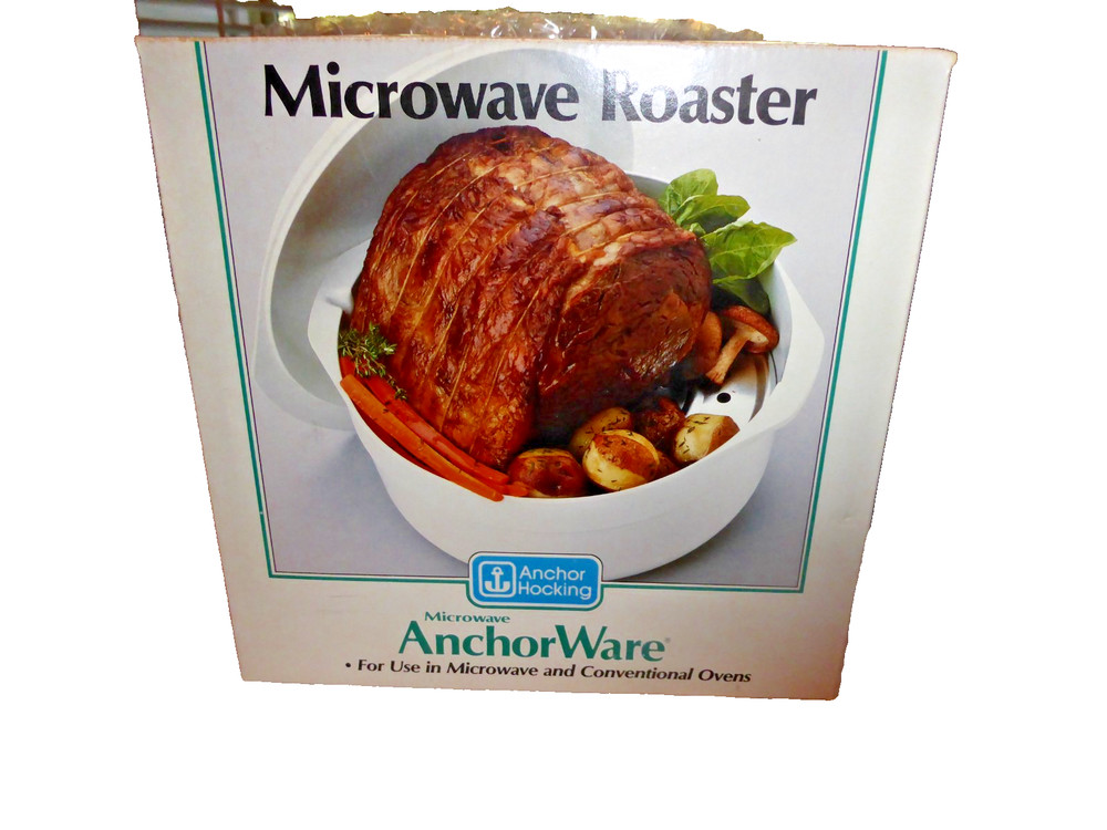 VINTAGE Anchor Hocking 3 Piece Microwave Roaster Anchor Ware OPEN BOX