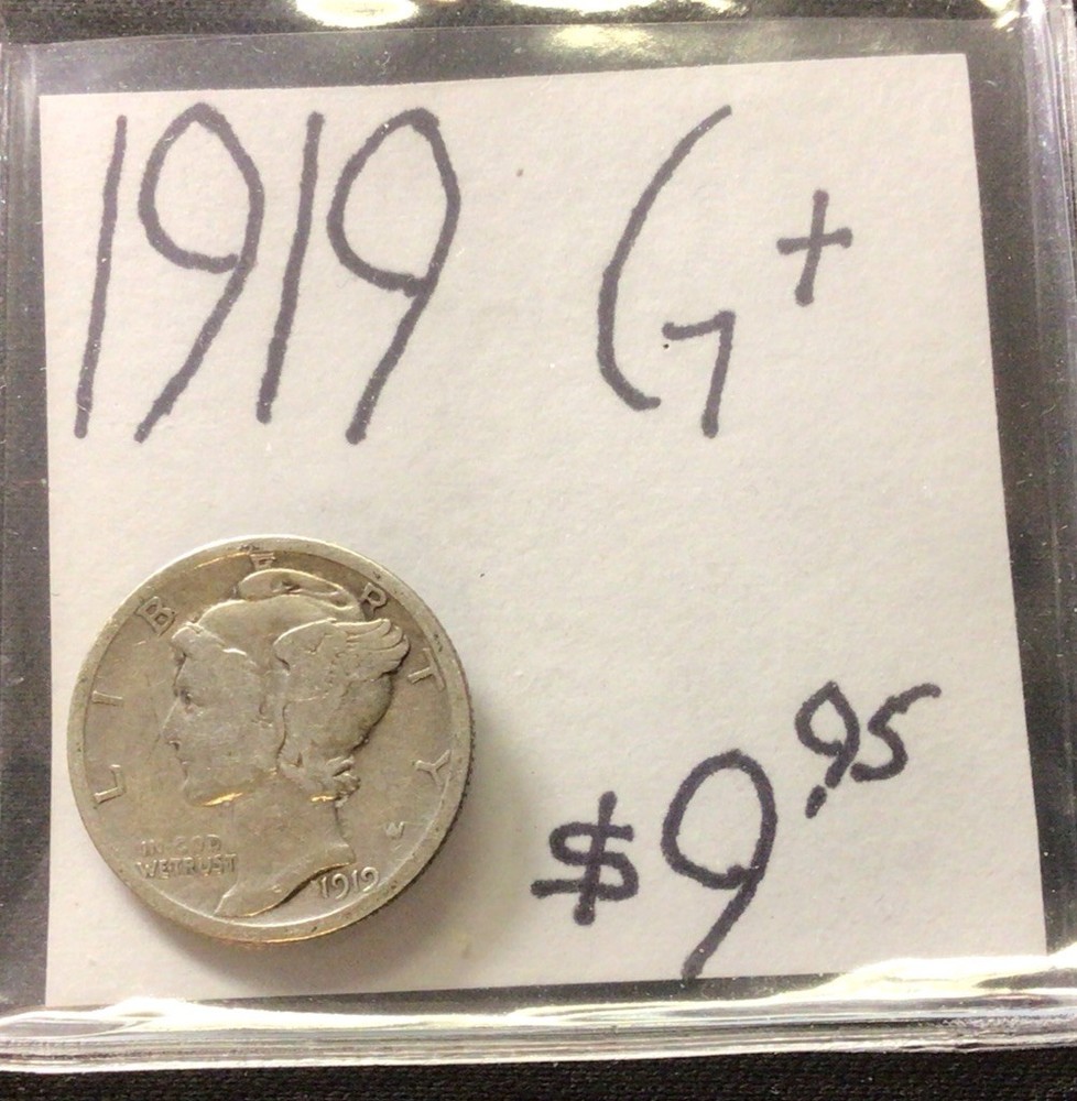 1919 Mercury Silver Dime G+! ENN Coins